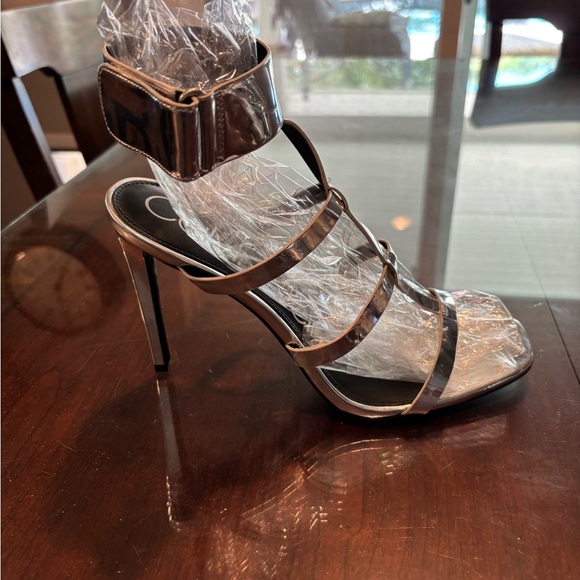 Calvin Klein Metallic Silver Strappy Heels - Picture 4 of 11